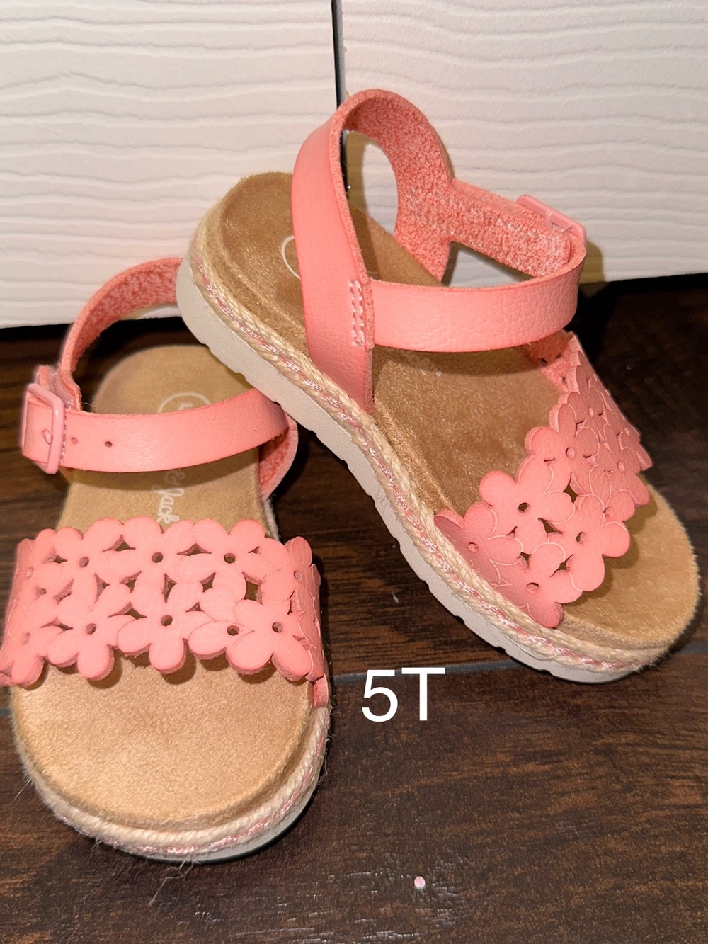 Cat & Jack Pink Coral Floral Strap Girls Sandals - NEW WITHOUT TAGS